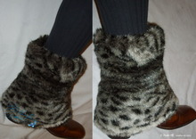 leg warmers, lynx, leopard faux-fur, black, white, grey