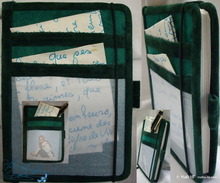 notebook, travel, pocket notebook, green emerald and green bottle