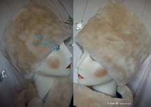 elegant hat, toque 56-57, white cream beige faux fur, 2012 winter