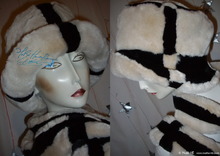 eccentric hat, L, white cream and black faux fur, 2012 elegance winter
