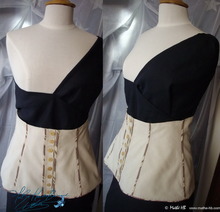 corsage belt, brown cream & chocolate lin cotton