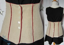 belt, corsage belt, naturel & brickred lin, cotton