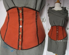 waist-ornamental-belt, 38-40-S, red terra-cotta and chocolate linen-cotton, waist-elegante-woman