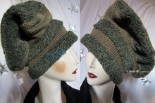 autumn beret, M-L, flecked khaki and olive green, winter hat