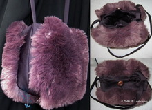 shoulder bag, plum and burgundy, faux-fur and satin crep