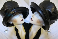 rain hat, black ebony, 60-61/XL, leatherette, 2013 elegance retro style