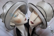 rain hat -Maïkésa- silver-white and silver-sequins-black, XL