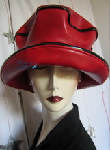 woman excentric rain hat, red and black, L-XL