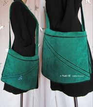shoulder bag, emerald and black, 4 inside pockets