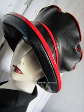 rain hat, black and red, excentric woman,  59-61/L-XL