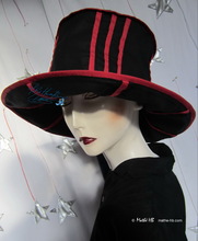 Psychedelische Fest Hut, schwarze und rot Karmin, XL