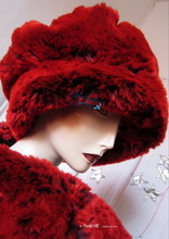 hat, beret, red and purple imitation fur, 2012 winter elegance