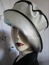 rain hat, black and pearly pearl silver, L-XL