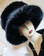 hat, night marinates iridescent blue, 58-61/L-XL, faux-fur, 2013 winter