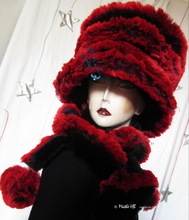 spiral hat, black and red-plum faux-fur, 2012-2013 winter avant-gardist elegance