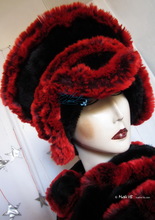 avant-gardist hat, black-red-plum faux-fur, 2012-1013 winter elegance