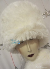 elegant hat, wolf white, S-M, faux-fur, winter wedding-ceremony