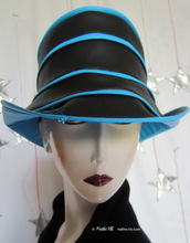 rain hat -Venitia- black and turquoise blue, L