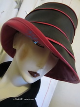 rain hat, -Venitia-, black and pearly-fushia-pink, 58-59/L, elegance-eccentric, original rain-hat