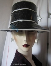 rain-hat, -Hermoza- silver-sequins-black and white, M