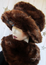 hat, chestnut and caramel faux-fur, winter hat L-XL