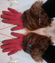 winter cuffs, heat-wrists, chestnut and caramel faux-fur