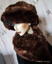 hat, chestnut and caramel faux-fur, winter hat, M-L