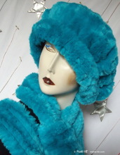 beret, turquoise faux-fur, on-order, winter hat