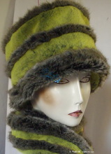 hat, flash green yellow & dark grey, eccentric toque 
