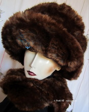 hat, chestnut and caramel faux-fur, winter hat, M-L