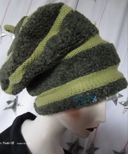 bonnet-béret vert-anis-/kaki-moucheté, chapeau-unisexe-hiver,