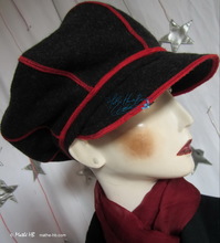casquette rouge et noir, casquette laine M-XL