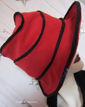 Hut, rot und schwarz, retro Stil Kopfbedeckung, Frau 58-59/L