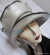 rain hat, black and pearly pearl silver, X-L