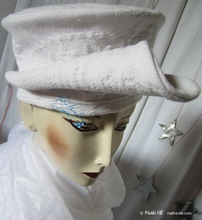chapeau-d'été coton-blanc-vintage boutis, M-L