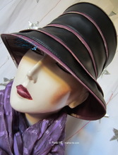 hat-to-order, S, rainhat, black and black and lila iridescent burgundy