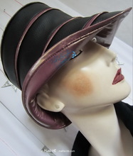 hat-to-order, rainhat, M, black and black and lila iridescent burgundy