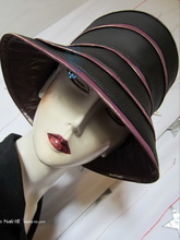 hat-to-order, rainhat, XL, black and black and lila iridescent burgundy