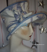 summerhat, pastel abstract blue and white sand cotton, S-L