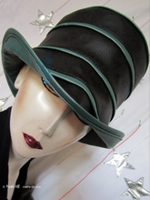 hat-to-order rainhat, black and green iridescent bronze-khaki