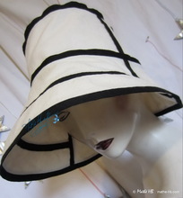 Chapeau d'été femme lin-coton blanc et noir, L