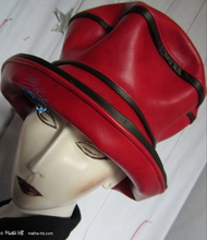 hat-to-order, rain hat, red and black, woman