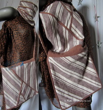 shoulder-bag, sand-chocolate 4 inside pockets, linen-cotton 