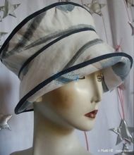 elegant hat, navy cream cotton, spring-summer, sun hat