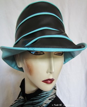 rain-hat, ebony-black and  Nile turquoise woman hat