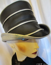 rain-hat, ebony-black and metallized silver plated gray, woman hat