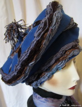 winter-hat, royal blue-wol chocolate-chestnut gray-blue son-velvet, style Mongol