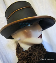 rain-hat to-order, ebony-black and bronze coppered, unisex rain-headgear