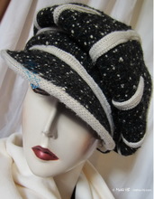 winter cap, black and white wool, unisex headgear
