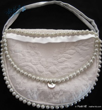 bag jewelry, pearls ivory vintage cotton, wedding
